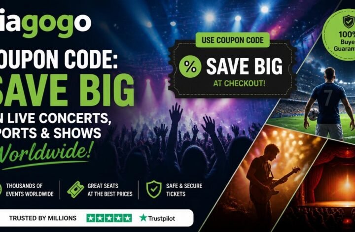Viagogo Coupon Code promo banner for saving big on live concerts, sports, and shows worldwide.